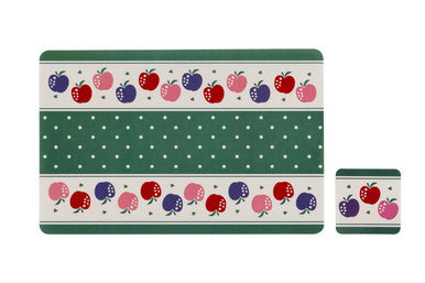 Orsina Candy Apple Vinyl Placemats and Coasters Set - 8 Piece Set