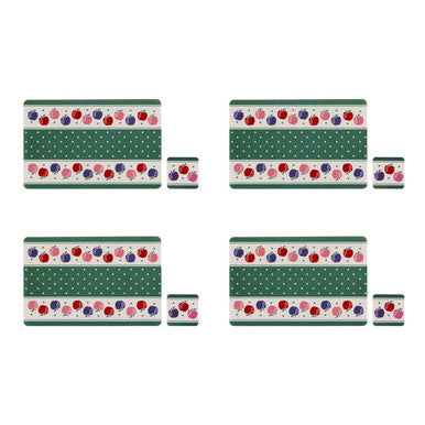 Orsina Candy Apple Vinyl Placemats and Coasters Set - 8 Piece Set