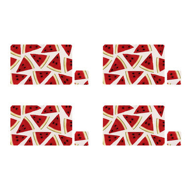 Orsina Watermelon Placemats and Coasters Set – 8 Piece Fruit Print