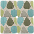 Orsina Green Leaf Cork Coasters – Set of 4 Water-Resistant Coasters