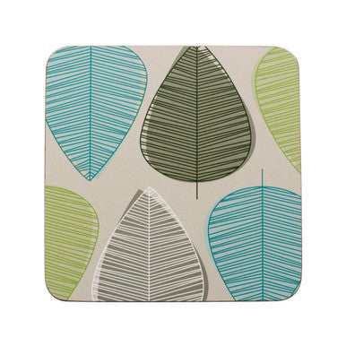 Orsina Green Leaf Cork Coasters – Set of 4 Water-Resistant Coasters