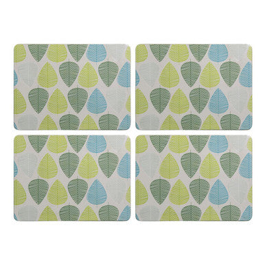 Orsina Green Leaf Placemats – Set of 4 Heat-Resistant Wipe-Clean PVC