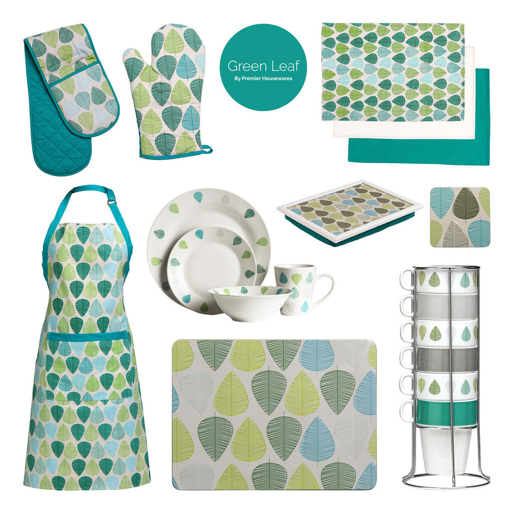 Orsina Green Leaf Placemats – Set of 4 Heat-Resistant Wipe-Clean PVC