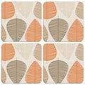 Orsina Orange Leaf Cork Coasters – Set of 4 Water-Resistant Table Mats