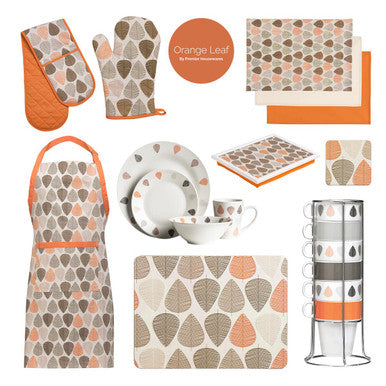 Orsina Orange Leaf Cork Coasters – Set of 4 Water-Resistant Table Mats