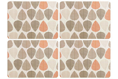 Orsina Orange Leaf Placemats – Set of 4 Heat-Resistant Wipeable Mats