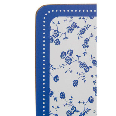 Orsina Blue Rose Cork Coasters | Set of 4 Floral Drink Coasters