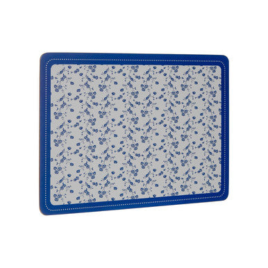 Orsina Blue Rose Cork Placemats | Heat-Resistant Floral Set of 4