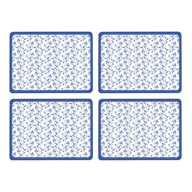Orsina Blue Rose Cork Placemats | Heat-Resistant Floral Set of 4