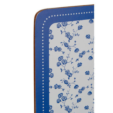 Orsina Blue Rose Cork Placemats | Heat-Resistant Floral Set of 4