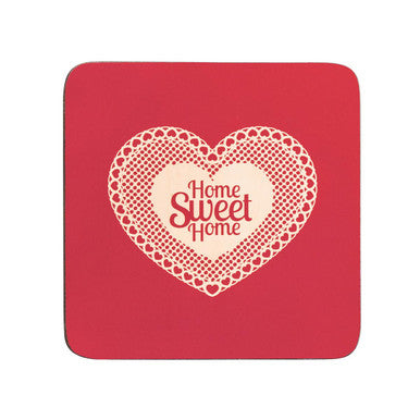 Orsina Home Sweet Home Red Cork Coasters | Set of 4 Moisture-Resistant