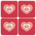 Orsina Home Sweet Home Red Cork Coasters | Set of 4 Moisture-Resistant