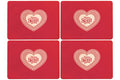 Orsina Home Sweet Home Red Cork Placemats | Heat-Resistant Set of 4