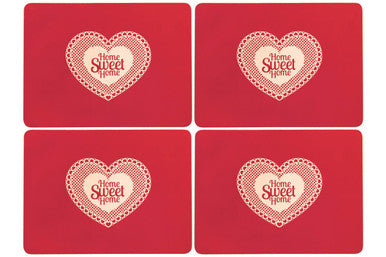 Orsina Home Sweet Home Red Cork Placemats | Heat-Resistant Set of 4