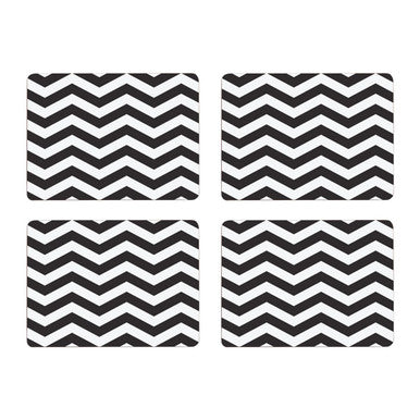 Orsina Chevron Placemats Set of 4 – Modern Black and White Table Mats