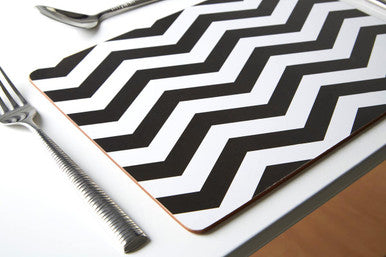 Orsina Chevron Placemats Set of 4 – Modern Black and White Table Mats