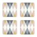Orsina Cirque Harlequin Coasters – Set of 4 Multicolour Cork Coasters