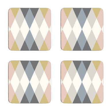 Orsina Cirque Harlequin Coasters – Set of 4 Multicolour Cork Coasters