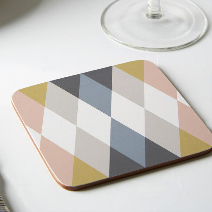 Orsina Cirque Harlequin Coasters – Set of 4 Multicolour Cork Coasters