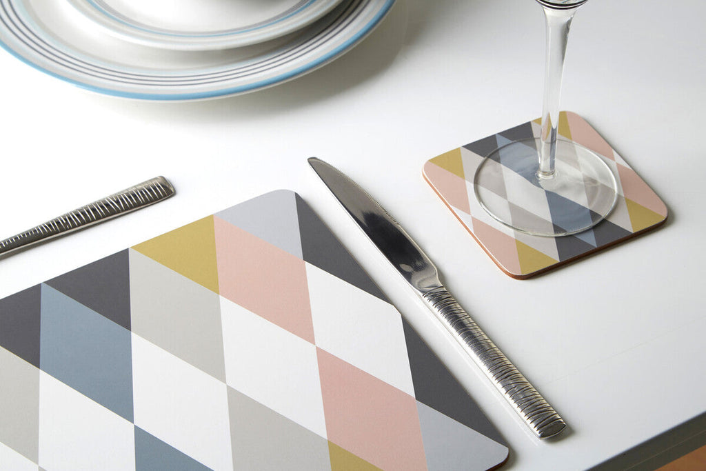 Orsina Cirque Harlequin Coasters – Set of 4 Multicolour Cork Coasters