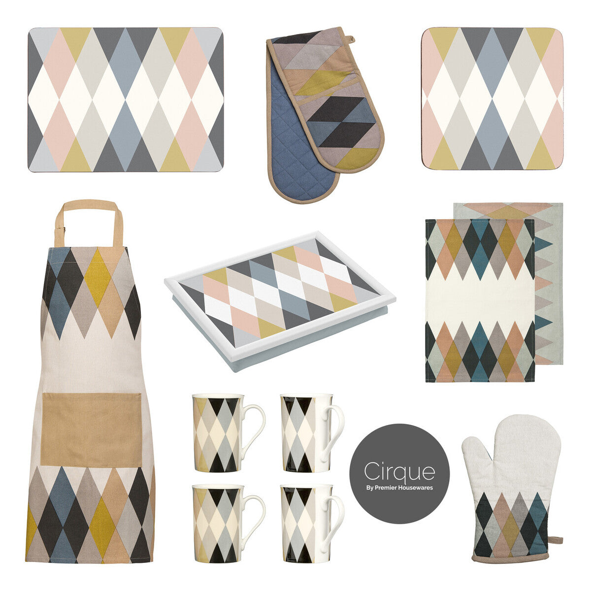 Orsina Cirque Harlequin Placemats – Set of 4 Multi-Colored Table Mats
