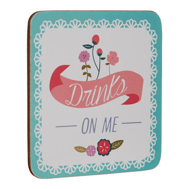 Orsina Amelie Cork Coasters – Set of 4 Floral Drink Coasters