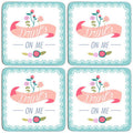 Orsina Amelie Cork Coasters – Set of 4 Floral Drink Coasters