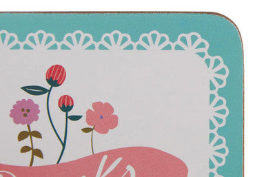 Orsina Amelie Cork Coasters – Set of 4 Floral Drink Coasters