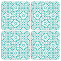 Orsina Garland Cork Coasters – Set of 4 Blue and White Retro Floral