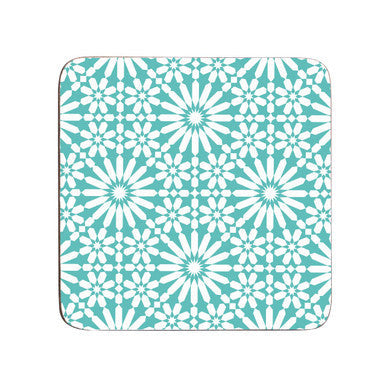 Orsina Garland Cork Coasters – Set of 4 Blue and White Retro Floral