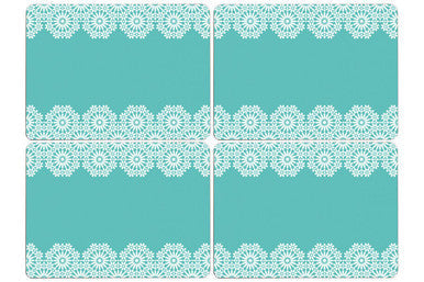 Orsina Garland Blue Floral Cork Placemats – Set of 4 Retro Tablemats