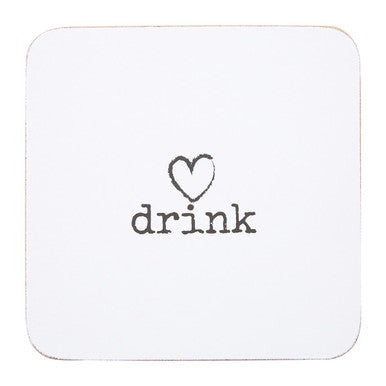 Orsina Charm Drink Coasters – Set of 4 White Cork Coasters with Heart