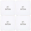 Orsina Charm Drink Coasters – Set of 4 White Cork Coasters with Heart