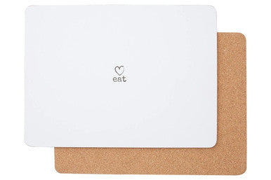 Orsina White Heart Placemats – Set of 4 Wipe-Clean Kitchen Table Mats
