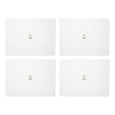 Orsina White Heart Placemats – Set of 4 Wipe-Clean Kitchen Table Mats