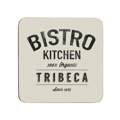 Orsina Bistro Square Drink Coasters – Black and Cream Set of 4