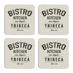 Orsina Bistro Square Drink Coasters – Black and Cream Set of 4