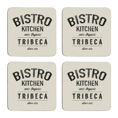 Orsina Bistro Square Drink Coasters – Black and Cream Set of 4