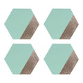 Orsina Geome Hexagon Placemats - Set of 4 Jade and Silver Leather Effect