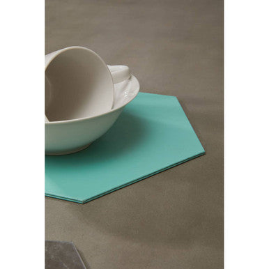 Orsina Geome Hexagon Placemats - Set of 4 Jade and Silver Leather Effect