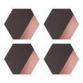 Orsina Geome Hexagon Placemats – Grey & Rose Gold Leather Effect Set of 4