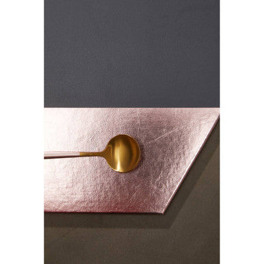 Orsina Geome Hexagon Placemats – Grey & Rose Gold Leather Effect Set of 4