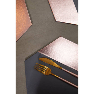 Orsina Geome Hexagon Placemats – Grey & Rose Gold Leather Effect Set of 4