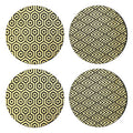 Orsina Black and Gold Faux Leather Geometric Placemats – Set of 4