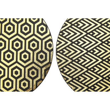 Orsina Black and Gold Faux Leather Geometric Placemats – Set of 4