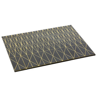 Orsina Geome Black and Gold Prism Faux Leather Placemats – Set of 4