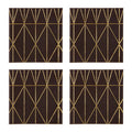 Orsina Geome Faux Leather Coasters - Set of 4 Black and Gold Prism