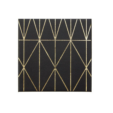 Orsina Geome Faux Leather Coasters - Set of 4 Black and Gold Prism