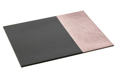 Orsina Geome Leather Effect Placemats – Black and Rose Gold Set of 4