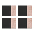 Orsina Geome Leather Effect Placemats – Black and Rose Gold Set of 4